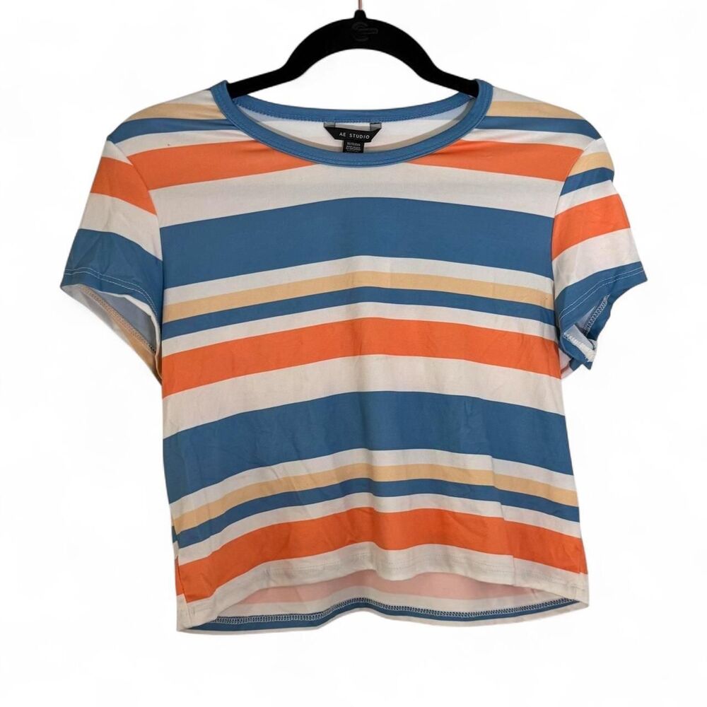 american eagle women's multi striped crop nwt